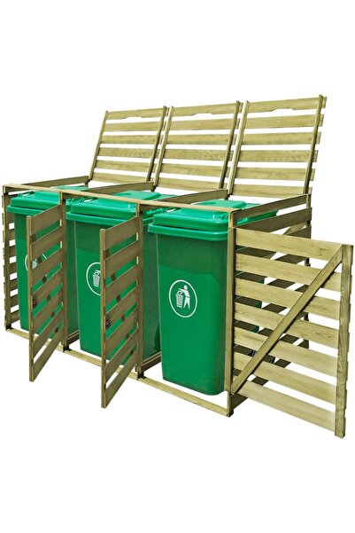 Concept Τριπλός κάδος αποθήκευσης, 240 L, επεξεργασμένο ξύλο