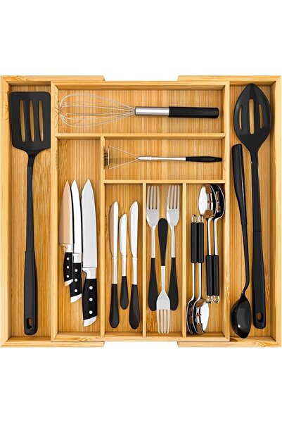 Arabest Cutlery Tray,Bamboo Organizer Storage,Kitchen Utensil Organizer Silve...