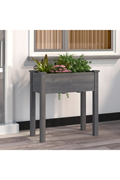 Concept Jardinieră cu căptușeală, gri, 71x37x76 cm, lemn masiv de brad