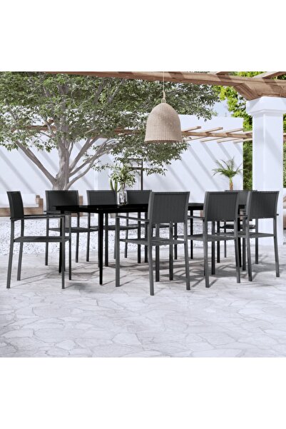 Concept Garden furniture set, 9 pieces, black