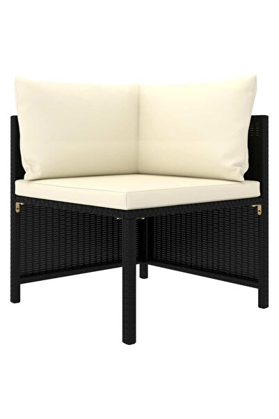 Concept Canapea modulară cu pernă, colțar, negru, poliratan