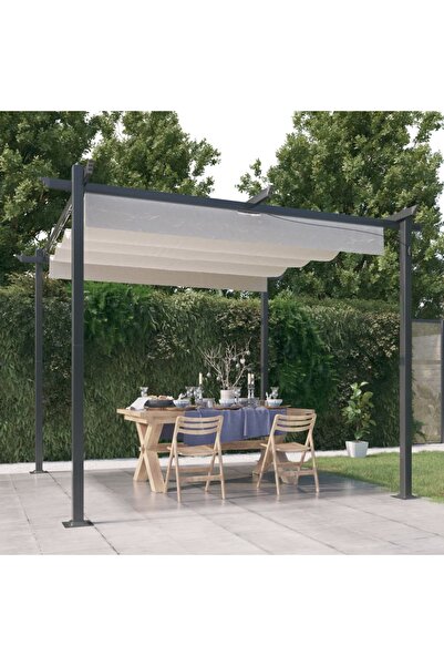 Concept Κιόσκι κήπου, αναδιπλούμενη στέγη, κρεμ, 3x3 μ.