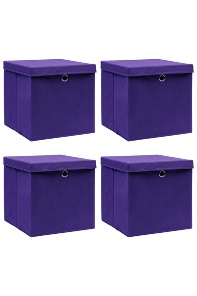 Concept Κουτιά αποθήκευσης με καπάκια, 4 τεμ., μωβ, 32x32x32 cm, ύφασμα