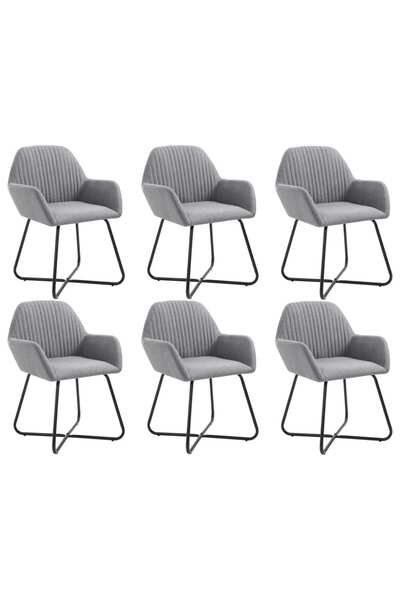 Concept Scaune de bucătărie, 6 buc., gri deschis, material textil