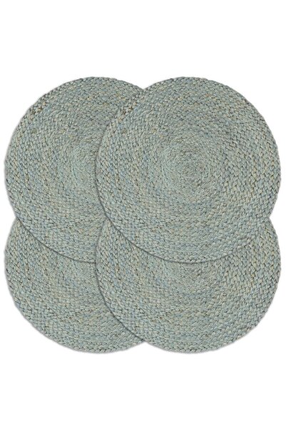 Concept Naproane, 4 buc., verde olive, 38 cm, iută, simplu, rotund