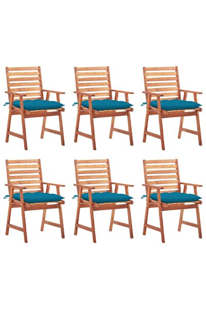 Concept Καρέκλες εξωτερικού χώρου με μαξιλάρια, 6 τεμ., από μασίφ ξύλο ακακίας