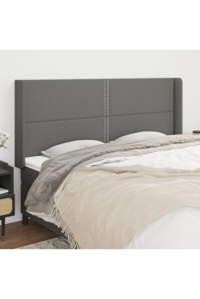 Concept Tăblie de pat cu aripioare gri închis 203x16x118/128 cm textil