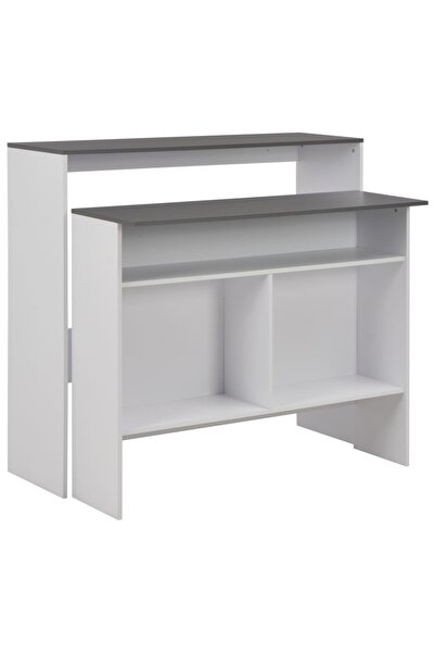 Concept Τραπέζι μπαρ με 2 επιφάνειες, λευκό και γκρι, 130x40x120 εκ.