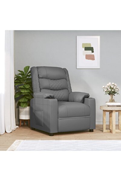 Concept Fotoliu rabatabil electric, gri, piele ecologică