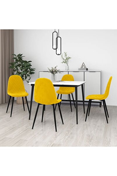 Concept Καρέκλες κουζίνας, 4 τεμ., μουσταρδί, Βελούδο