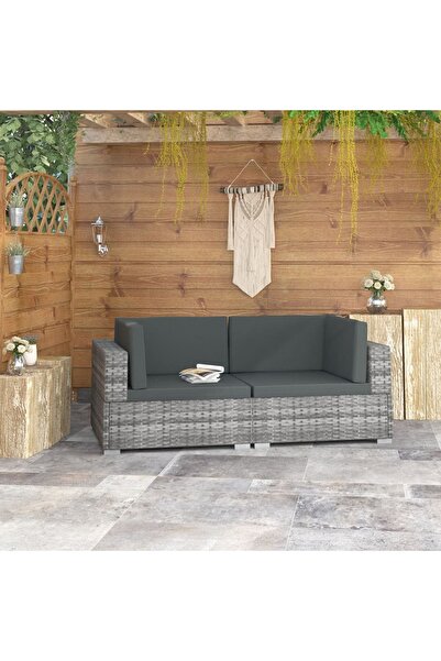 Concept Scaune de colț modulare cu perne, 2 buc., gri, poliratan