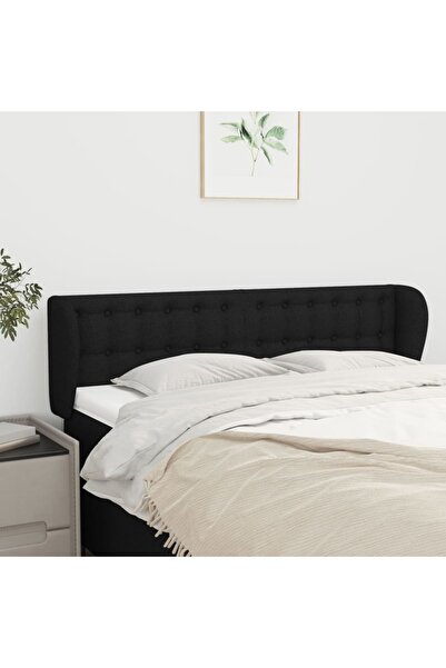 Concept Tăblie de pat cu aripioare negru 147x23x78/88 cm textil