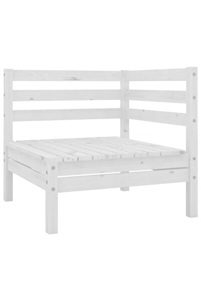 Concept Γωνιακός καναπές κήπου, λευκός, από μασίφ ξύλο πεύκου