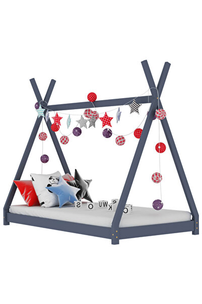 Concept Cadru pat de copii, gri, 70 x 140 cm, lemn masiv de pin