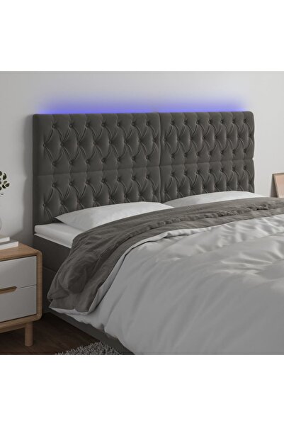 Concept Κεφαλάρι LED, σκούρο γκρι, 200x7x118/128 cm, ύφασμα