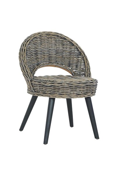 Concept Πολυθρόνα, μαύρη, κούμπου ρατάν