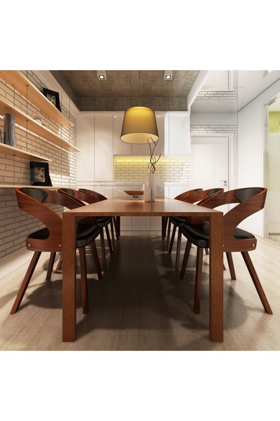 Concept Scaune de bucătărie, 6 buc., maro, piele ecologică