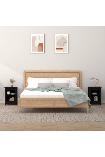 Concept Κομοδίνα, 2 τεμ., μαύρα, 40x35x55 cm, μασίφ ξύλο πεύκου