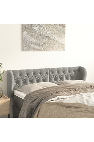 Concept Tăblie de pat cu aripioare gri deschis 163x23x78/88 cm catifea