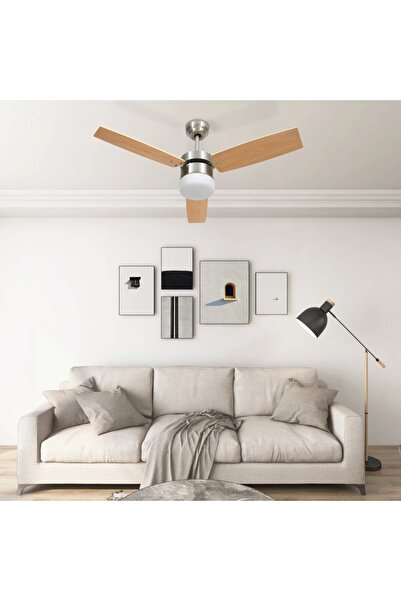 Concept Ventilator tavan cu iluminare/telecomandă, maro deschis,108 cm