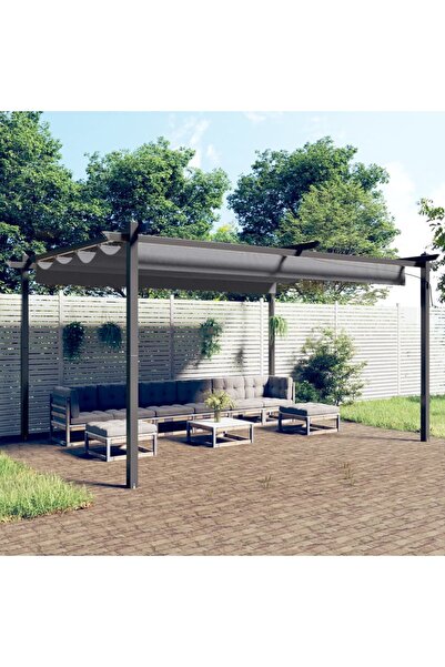 Concept Κιόσκι κήπου, αναδιπλούμενη στέγη, ανθρακί, 4x3 μ.