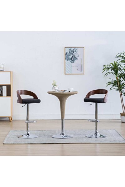 Concept Scaune de bar 2 buc. gri închis material textil & lemn curbat