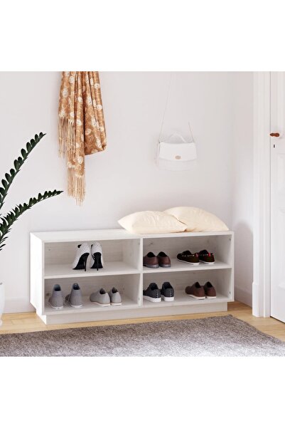 Concept Pantofar, alb, 110x34x45 cm, lemn masiv de pin