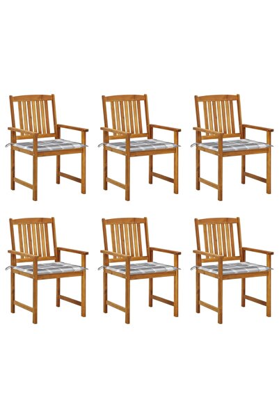Concept Καρέκλες κήπου με μαξιλάρια, 6 τεμ., από μασίφ ξύλο ακακίας