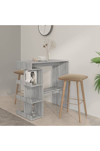 Concept Τραπέζι μπαρ με ράφι αποθήκευσης, γκρι δρυς sonoma, 100x50x101,5 εκ.