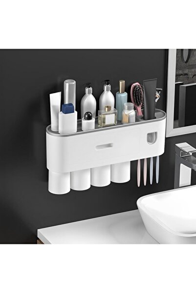 Arabest حامل فرشاة أسنان للحمامات، درجان لمستحضرات التجميل و7 فتحات للفرش مع ...