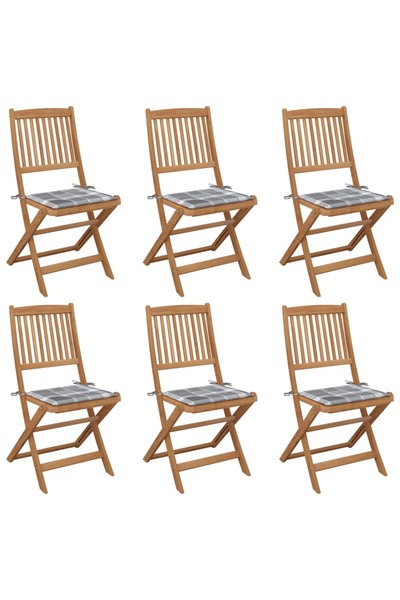 Concept Πτυσσόμενες καρέκλες κήπου με μαξιλάρια, 6 τεμ., από μασίφ ξύλο ακακίας
