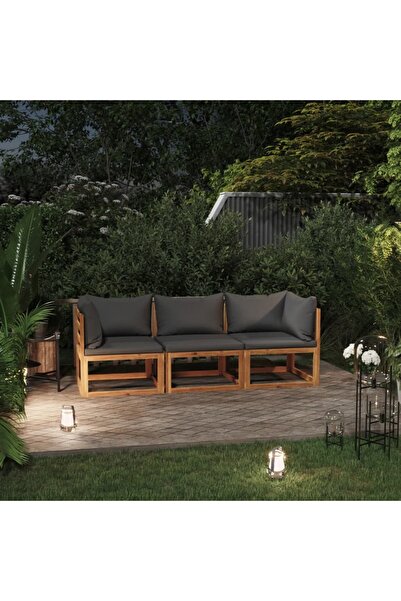 Concept Τριθέσιος καναπές κήπου με μαξιλάρια, από μασίφ ξύλο ακακίας