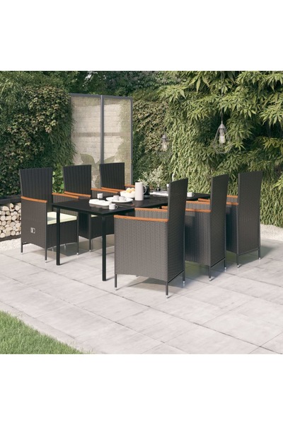 Concept Set mobilier pentru grădină cu perne, 7 piese, negru