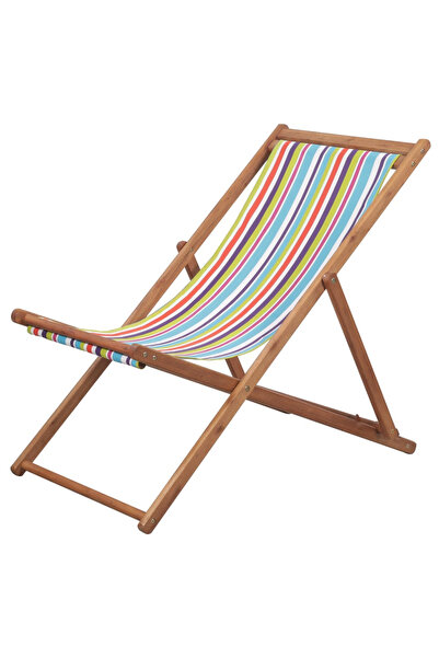 Concept Scaun de plajă pliabil, multicolor, textil și cadru din lemn