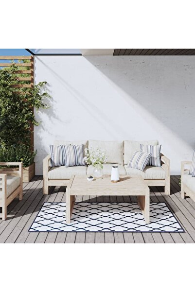 Concept Covor de exterior, bleumarin și alb, 80x150 cm