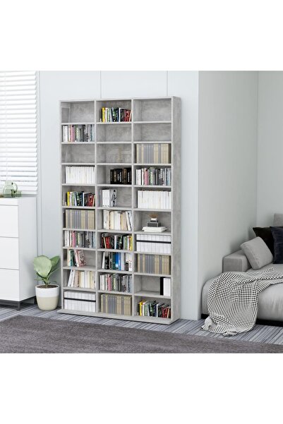 Concept Έπιπλο CD, γκρι χρώματος τσιμέντου, 102 x 23 x 177,5 cm, μοριοσανίδα