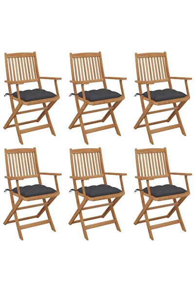 Concept Πτυσσόμενες καρέκλες κήπου, με μαξιλάρια, 6 τεμ., από μασίφ ξύλο ακακίας