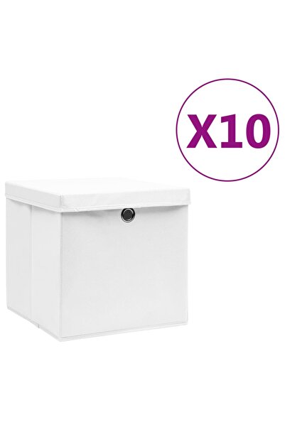 Concept Κουτιά αποθήκευσης με καπάκια, 10 τεμ., λευκά, 28x28x28 εκ.