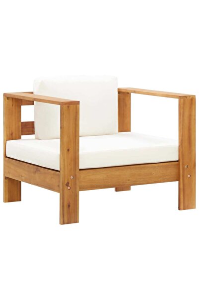 Concept Πολυθρόνα κήπου με Μαξιλάρι, κρεμ, μασίφ ξύλο ακακίας