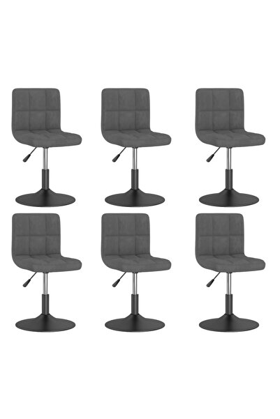 Concept Περιστρεφόμενες καρέκλες κουζίνας, 6 τεμ., σκούρο γκρι, Βελούδο