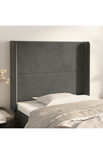 Concept Tăblie de pat cu aripioare gri închis 93x16x118/128 cm catifea