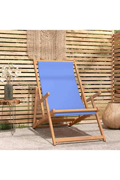 Concept Πτυσσόμενη καρέκλα θαλάσσης, μπλε, μασίφ ξύλο τικ