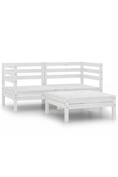 Concept Σετ επίπλων κήπου, 3 τεμάχια, λευκό, μασίφ ξύλο πεύκου