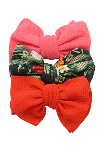 Bambimici - Mira Assorted Big Ribbon Bow Headband for Babies - Green Leaves P...