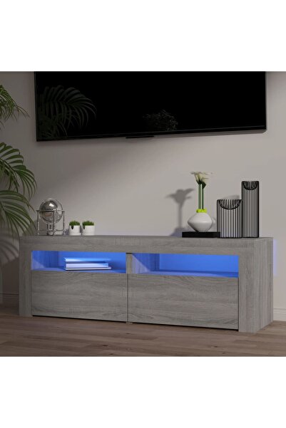 Concept Comodă TV cu lumini LED, gri sonoma, 120x35x40 cm