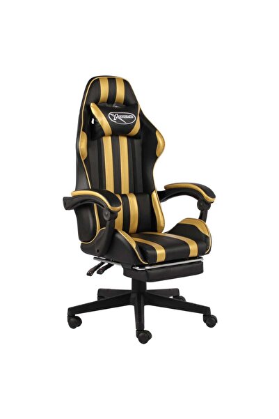 Concept Αμαξίδιο αγώνων με υποπόδιο σε χρυσό/μαύρο οικολογικό Δερμάτινο