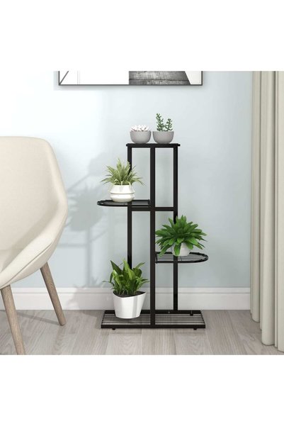 Concept Suport pentru flori cu 4 nivele, negru, 43x22x76 cm, metal