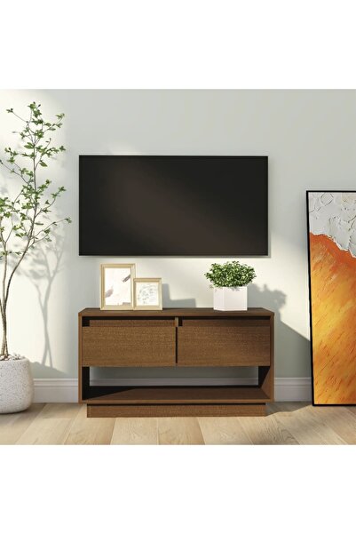 Concept Comodă TV, maro miere, 74x34x40 cm, lemn masiv de pin