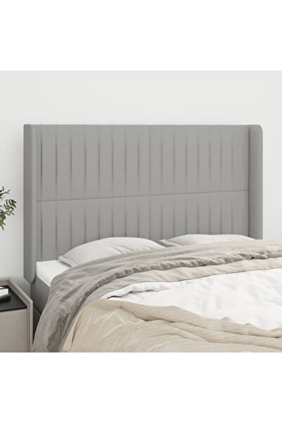 Concept Tăblie de pat cu aripioare gri deschis 147x16x118/128 cm textil