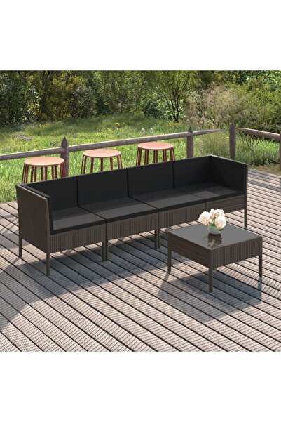 Concept Σετ επίπλων κήπου 5 τεμαχίων με μαξιλάρια, γκρι, πολυρατάν